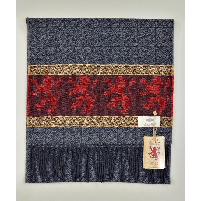 Calzeat of Scotland Celtic Alba Lion Red Jacquard Scarf