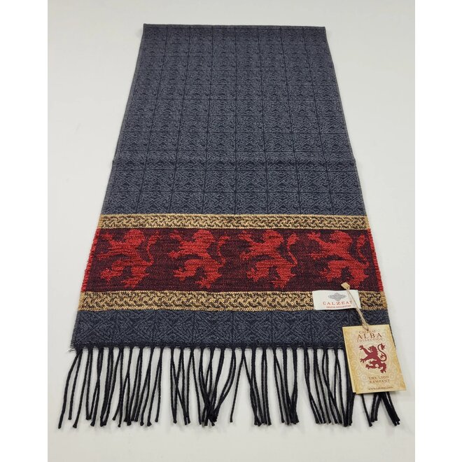 Calzeat of Scotland Celtic Alba Lion Red Jacquard Scarf