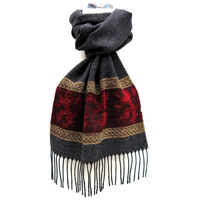 Calzeat of Scotland Celtic Alba Lion Red Jacquard Scarf