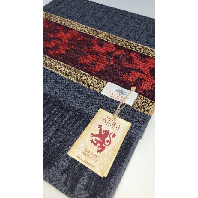 Calzeat of Scotland Celtic Alba Lion Red Jacquard Scarf