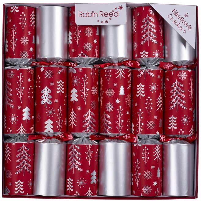 White & Silver Tree Christmas Crackers (Box of 6)