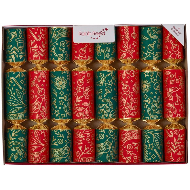 Red & Green Bon Bon Mini Christmas Crackers (Box of 8)