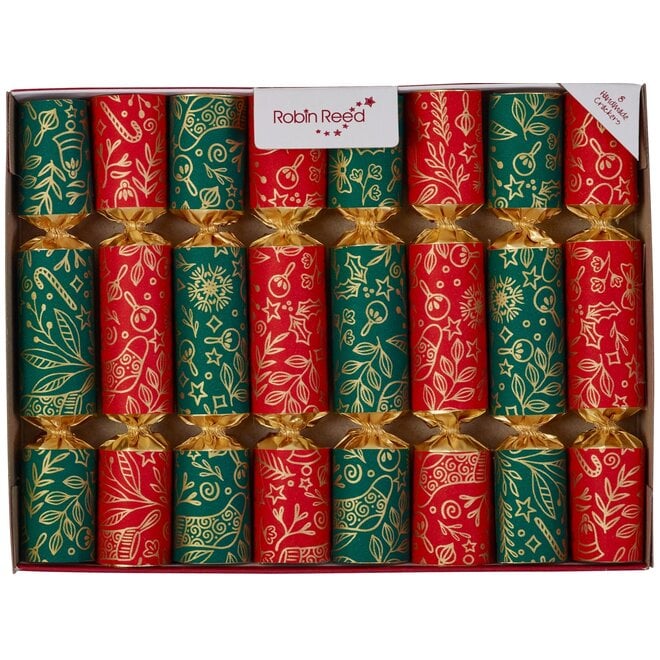 Red and Green Bon Bon Mini Christmas Crackers (Box of 8)