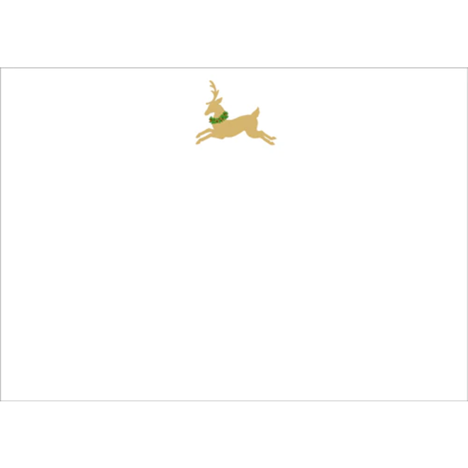 Leaping Reindeer Foil Boxed Thank You Cards