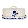 Blue & White Butter Dish with Flower