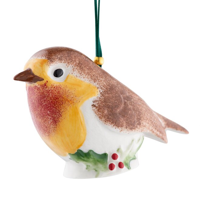 Classic Robin with Holly Ornament