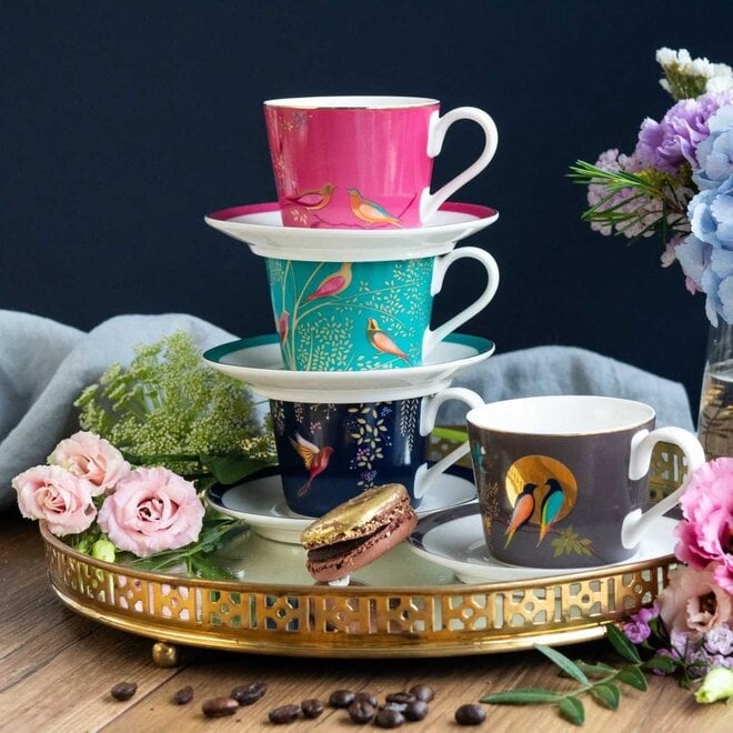 Sara Miller Chelsea Collection Pink Espresso Cup & Saucer