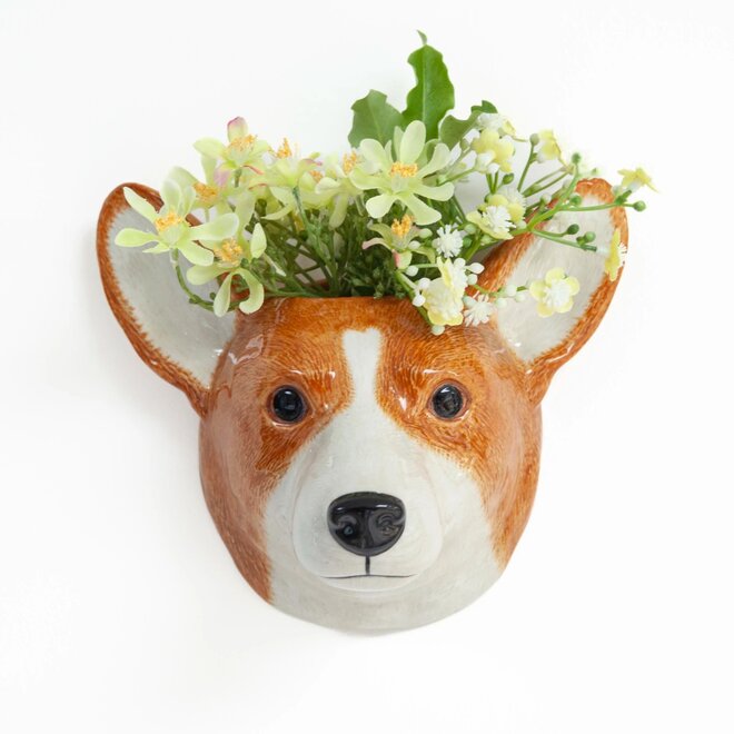Quail Corgi Wall Vase Small