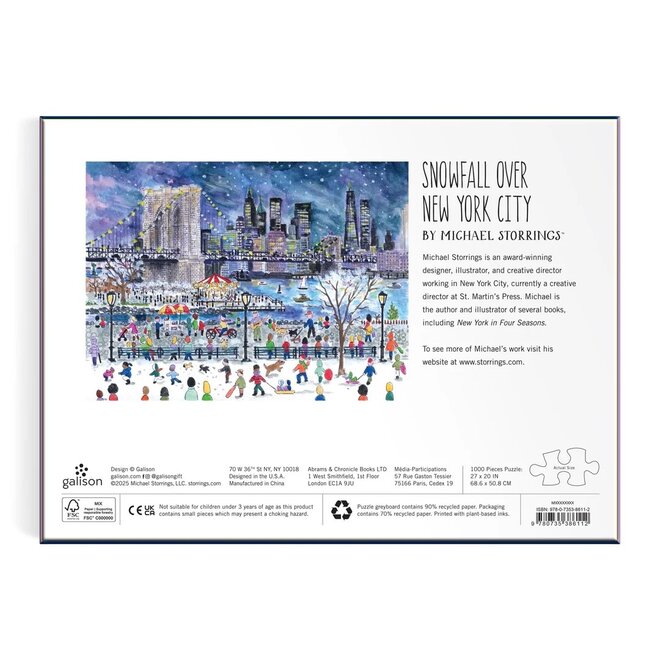 Michael Storrings Snowfall Over New York City 1000-Piece Puzzle