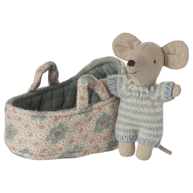 Baby Mouse in Carry Cot - Blue