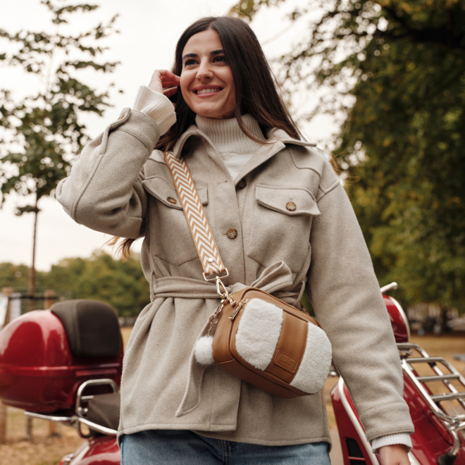 Maple Leather & Faux Fleece Original Bag