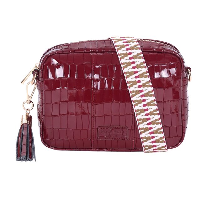 Claret Patent Croc City Bag