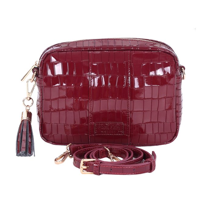 Claret Patent Croc City Bag