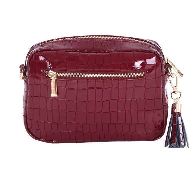 Claret Patent Croc City Bag