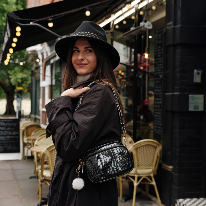 Black Patent Croc Original Bag