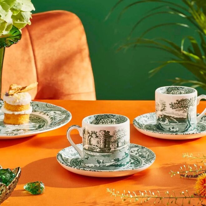Green Italian Espresso Cup & Saucer