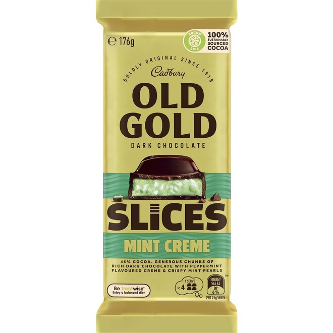 Cadbury Old Gold Dark Chocolate Mint Creme Slices 176g