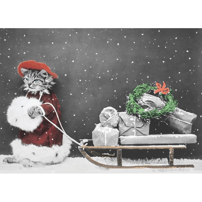Vintage Kitty Christmas Card
