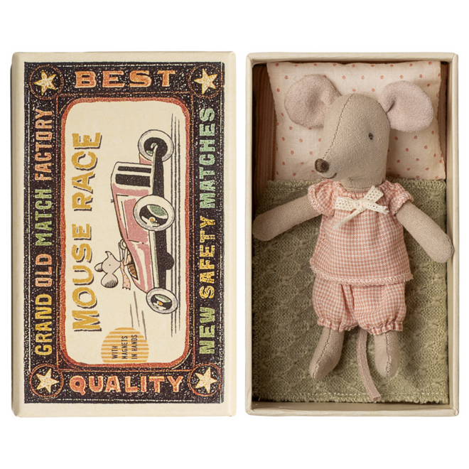 Little Sister Mouse in Matchbox - Gingham