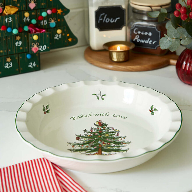 Christmas Tree "Baked with Love" Pie Dish