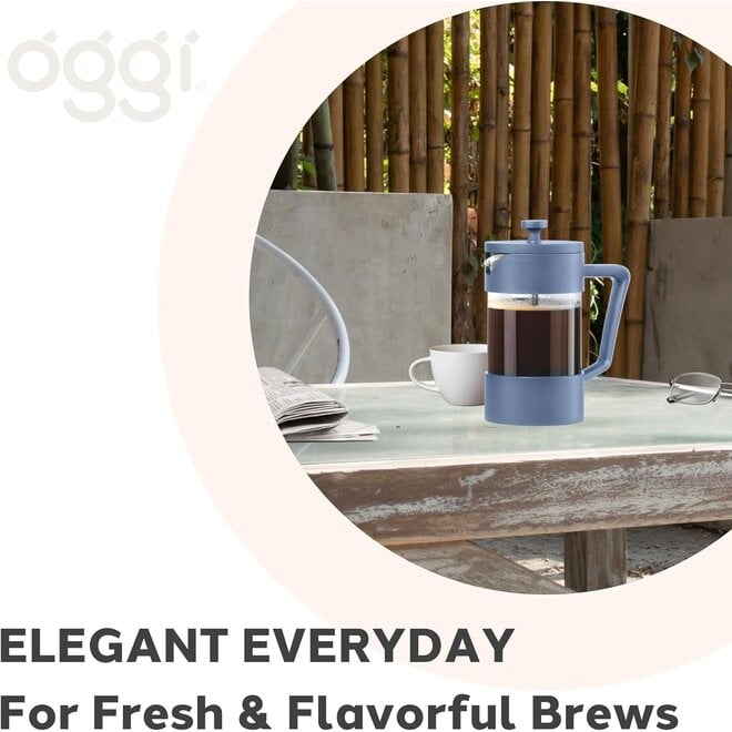 Oggi 5 Cup Borosilicate Glass French Press (Blue)