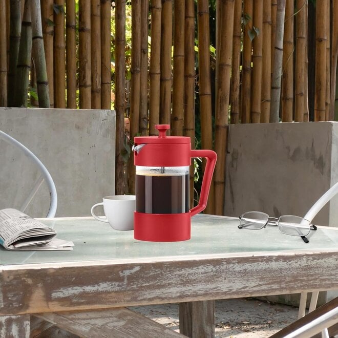 Oggi 5 Cup Borosilicate Glass French Press (Red)