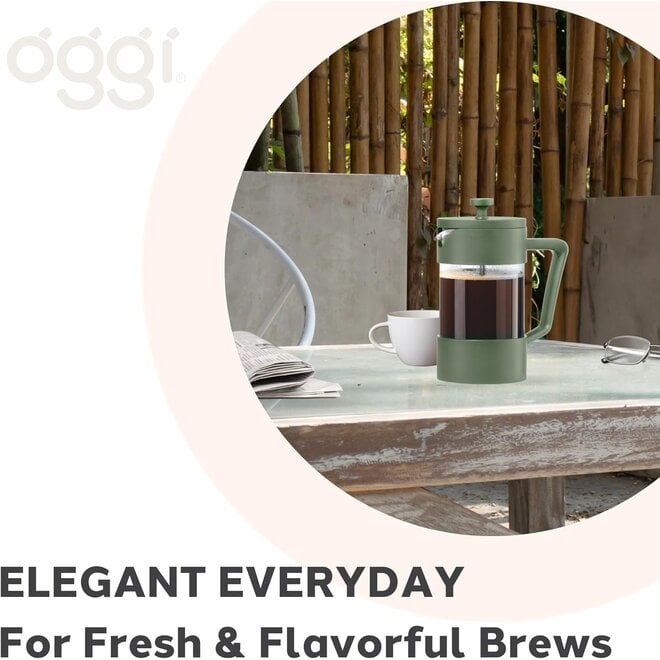 Oggi 5 Cup Borosilicate Glass French Press (Green)