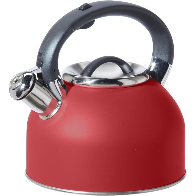 Oggi Stainless Steel 1.9L Whistling Tea Kettle (Red)