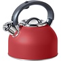 Oggi Stainless Steel 1.9L Whistling Tea Kettle (Red)