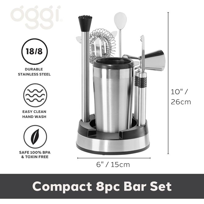 Oggi Stainless Steel Bar Tool Set with Cocktail Shaker