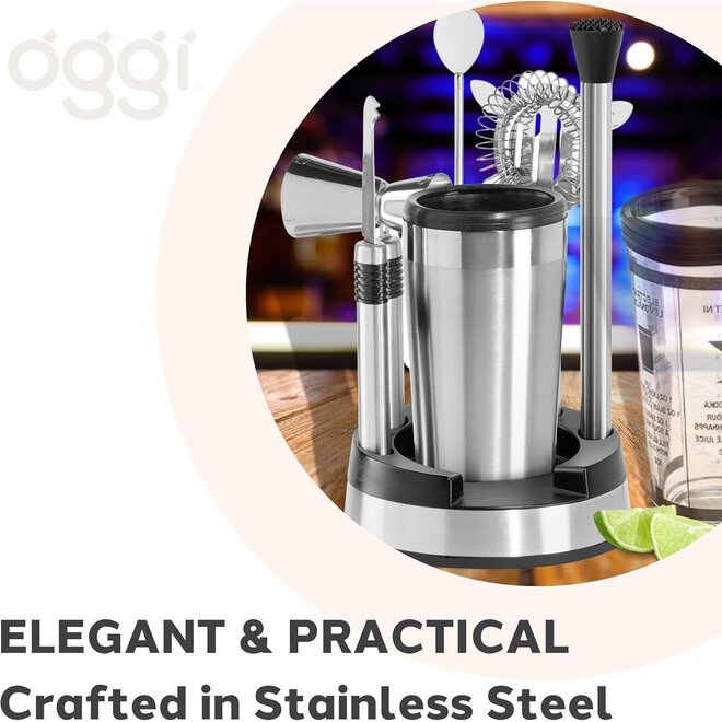 Oggi Stainless Steel Bar Tool Set with Cocktail Shaker