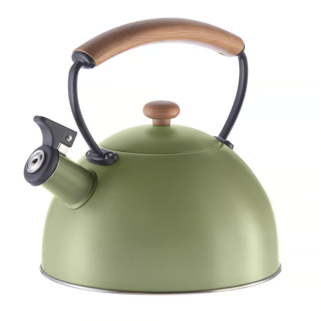 Oggi 1.9L Whistling Tea Kettle with Wooden Handle (Green)