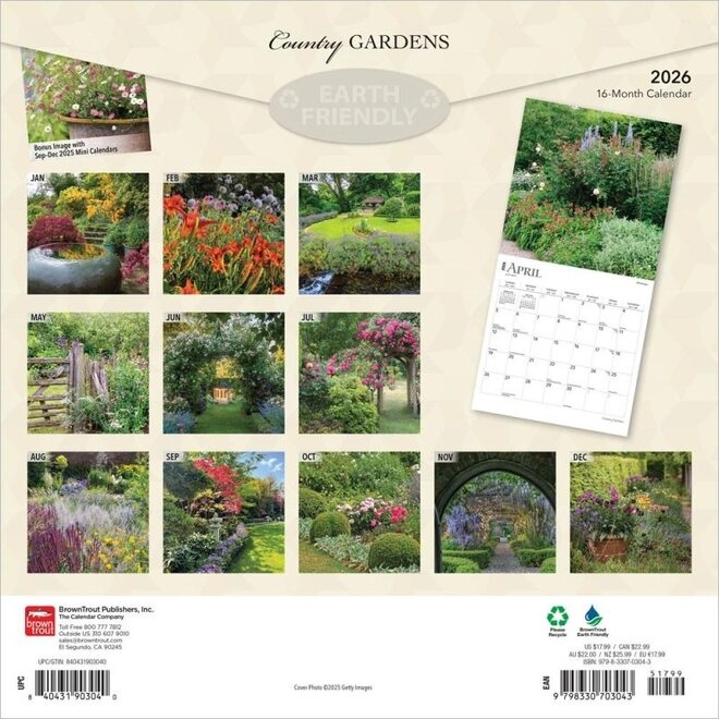 Country Gardens 2026 Wall Calendar