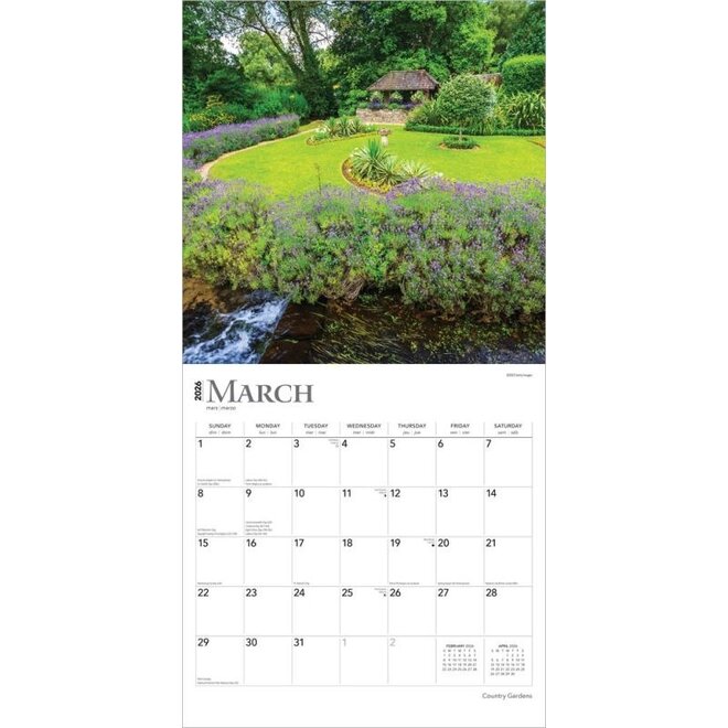 Country Gardens 2026 Wall Calendar