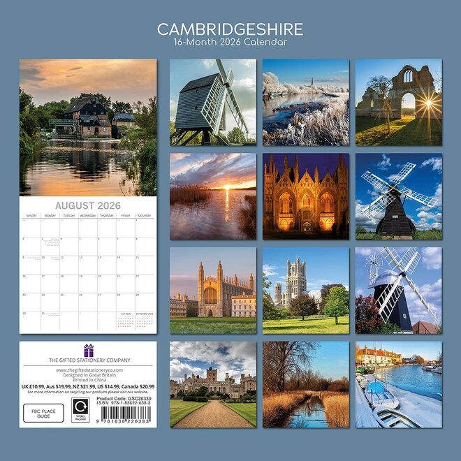 Cambridgeshire 2026 Wall Calendar