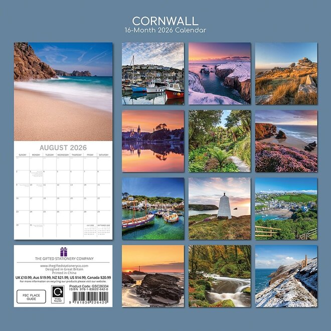 Cornwall 2026 Wall Calendar