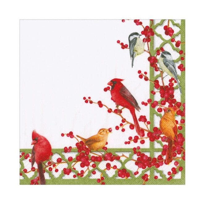 Winter Birds & Berries Paper Cocktail Napkins
