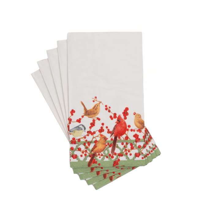 Winter Birds And Berries Paper Hostess Napkins