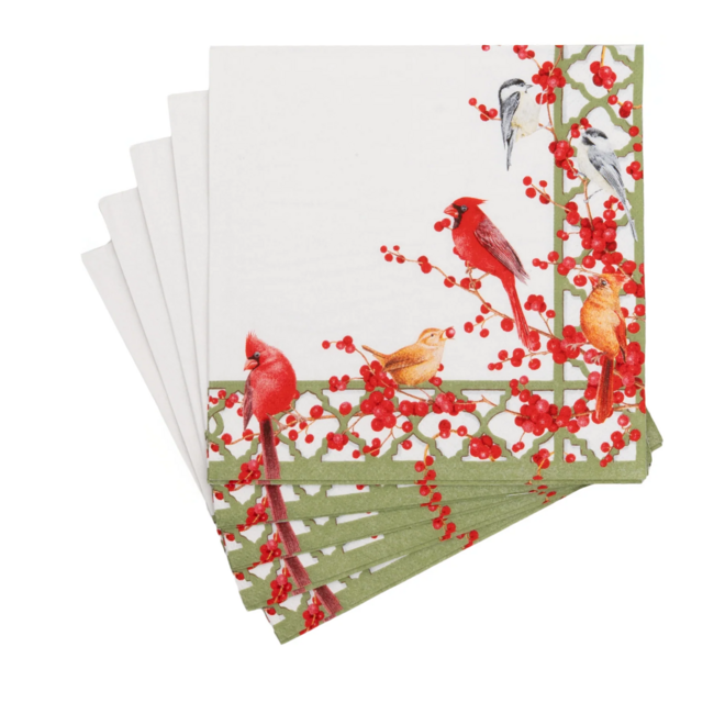 Winter Birds And Berries Paper Luncheon Napkins