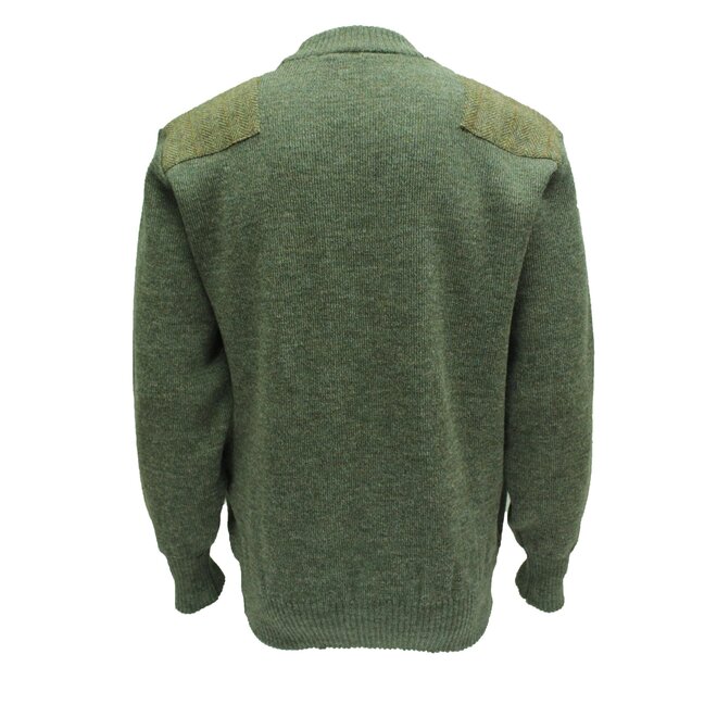 Drover Crew Neck Sweater with Harris Tweed Derby Tweed Patches