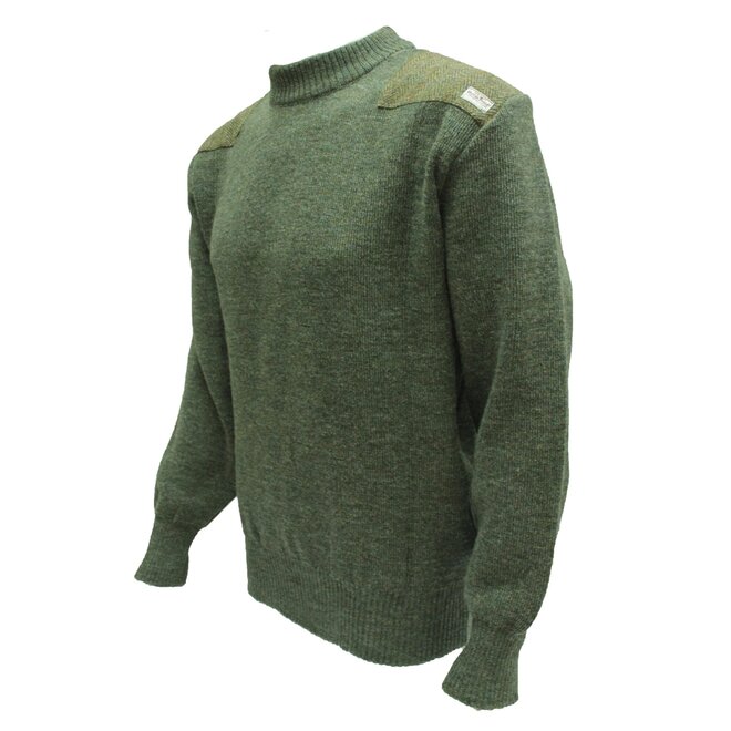 Drover Crew Neck Sweater with Harris Tweed Derby Tweed Patches