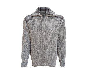 Shetlander Full Zip Natural/Twist Cardigan with Harris Tweed