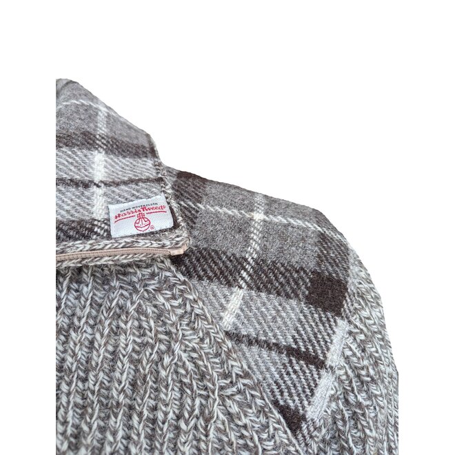 Shetlander Full Zip Natural/Twist Cardigan with Harris Tweed Patches