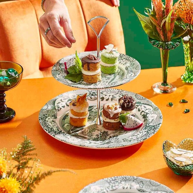 Green Italian 2 Tier Cake Stand