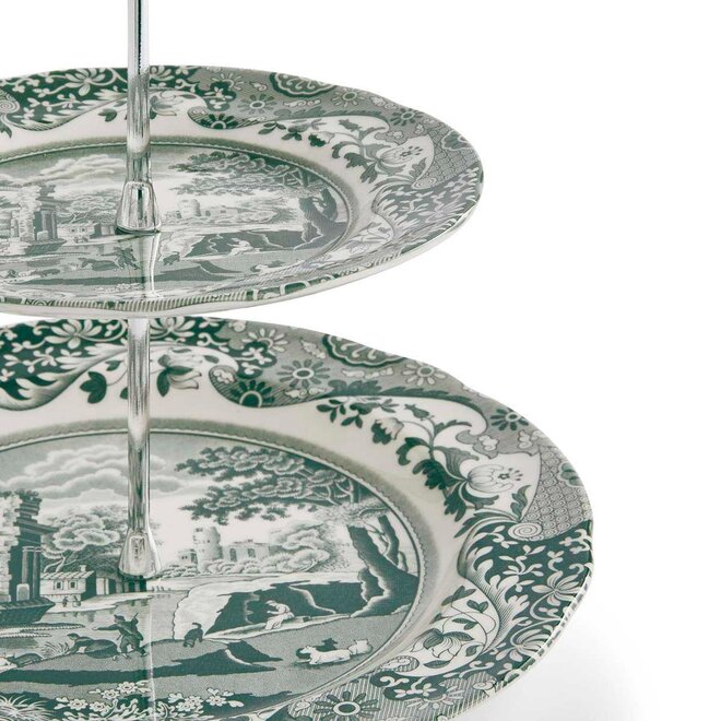 Green Italian 2 Tier Cake Stand