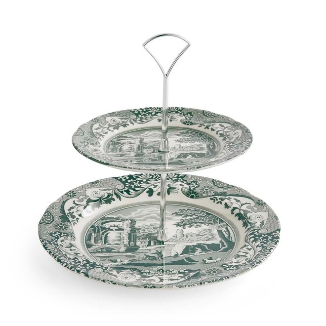 Green Italian 2 Tier Cake Stand