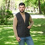 Men's Medium Aran Grey Sleeveless Cardigan