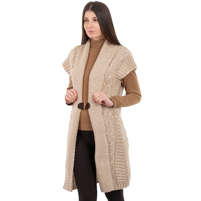 Sleeveless Parsnip Shawl Collar Cardigan