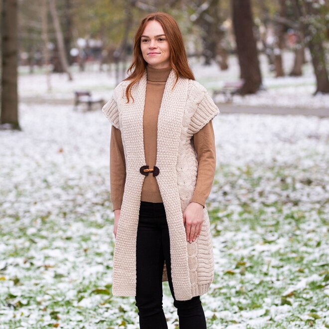 Sleeveless Parsnip Shawl Collar Cardigan