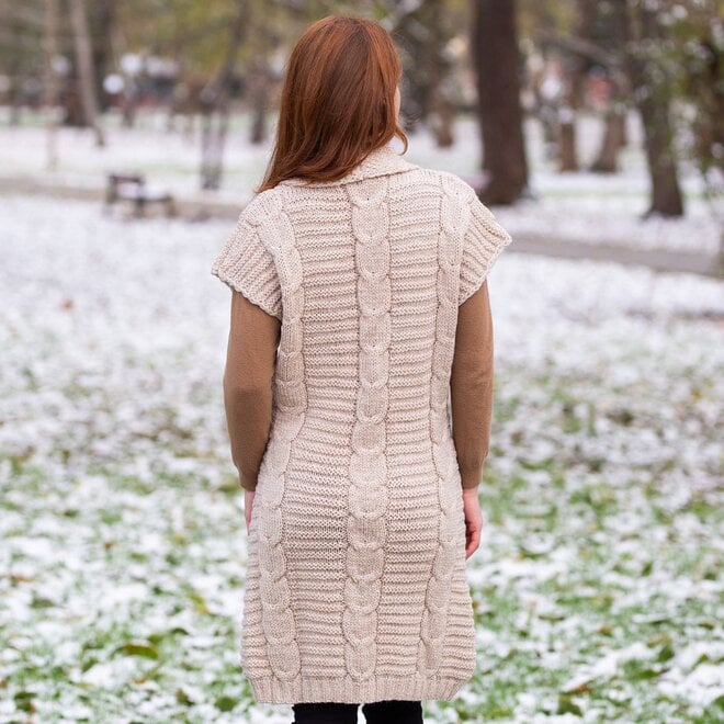 Sleeveless Parsnip Shawl Collar Cardigan